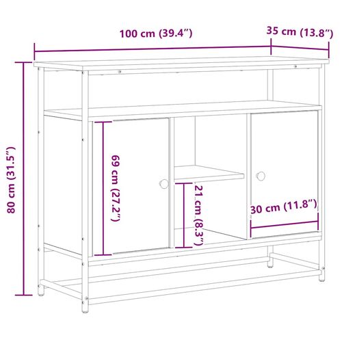 Bufet Czarny dąb 100 x 35 x 80 cm Materiał drewnopochodny na Arena.pl