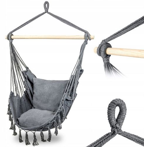 KRZESŁO BRAZYLIJSKIE FOTEL WISZĄCY HAMAK HUŚTAWKA NA BALKON BOHO +PODUSZKI na Arena.pl