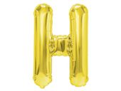 Balon foliowy „litera H”, złota, 40 cm [balon na powietrze]