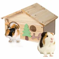 Domek dla świnki morskiej DREWNIANY 40 X 24 CM bezpieczny dla zwierząt