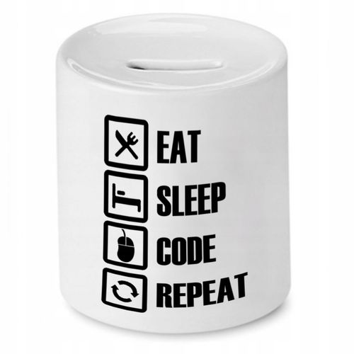 Skarbonka Informatyka Programisty Eat Slepp Z Nadrukiem Ze Zdjęciem na Arena.pl
