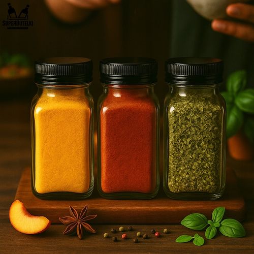 12x SZKLANE POJEMNIKI na PRZYPRAWY SŁOICZKI 120 ML PROSTOKĄTNE z SITKIEM na Arena.pl