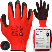 rękawice robocze mercator tech red+black latex - xl - 12 par