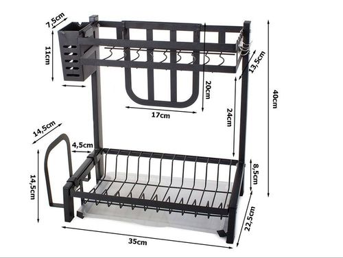 PÓŁKA OCIEKACZ DWIE PÓŁKI CZARNY METAL 40CM ORGANIZER na Arena.pl