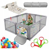 KOJEC DZIECIĘCY XXL Z MATĄ PIANKOWĄ 180x200 cm + 4 UCHWYTY 50 PIŁEK