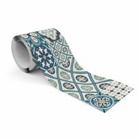 Pasek Dekoracyjny Do Jadalni Niebieska MAROKAŃSKA Mozaika Ornamenty