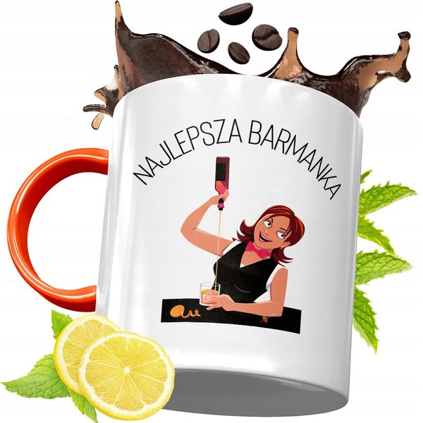 Kubek Pomarańczowy Dla Barmana Prezent Z Nadrukiem Ze Zdjęciem zdjęcie 1