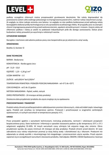 Szkło Wodne 5L Potasowe Level+01 zdjęcie 5