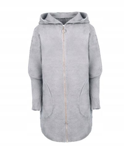 PŁASZCZ ALPAKI KURTKA ZAMEK WEŁNA SUWAK SZARY na Arena.pl