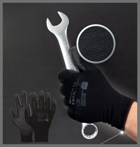 rękawice robocze mercator tech black+black pu - s - 1 para na Arena.pl