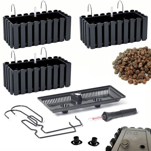 3x Skrzynka na balustradę DDEF400W Doniczka balkonowa + Keramzyt 3l zdjęcie 1