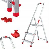 Drabina aluminiowa domowa 3 stopniowa składana BAULICH hak i stopki