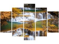 70 100CM OBRAZ 5 ELEM WODOSPAD HUAY MAE KHAMIN DRUK PŁÓTNO