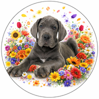 Opłatek na tort Pies Piesek Psy Kwiaty Róże Urodziny 18 30 40 50 60