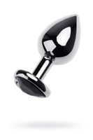 Silver Anal Plug Toyfa Metal With Black Heart-Shaped Gem, Length 7 Cm,