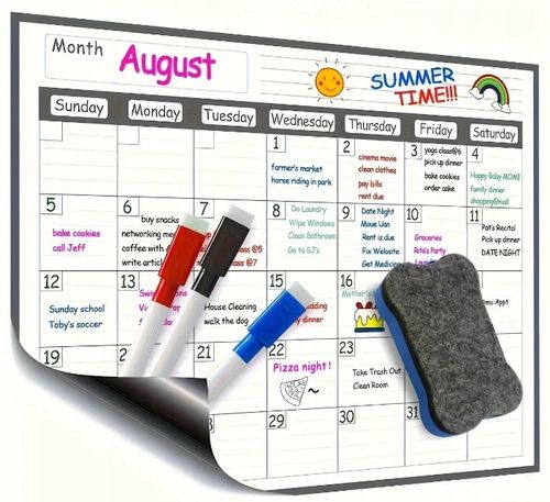 PLANER NA LODÓWKĘ MIESIĘCZNY Kalendarz magnetyczny Tablica + Gąbka MARKERY na Arena.pl