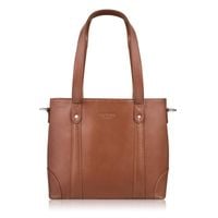 torebka damska skórzana na ramię i do ręki shopper bag koniakowa