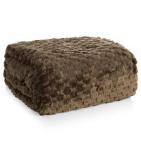 Koc flano CINDY6 170x210 brązowy 260gsm efekt 3D miękki