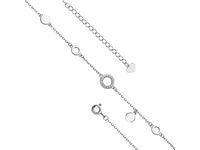 Delikatna rodowana srebrna bransoletka na nogę kółka circle ring cyrkonie srebro 925 Z1659X