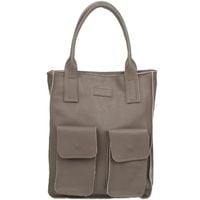 VERA PELLE torebka skórzana shopper na ramię z kieszeniami V516 taupe