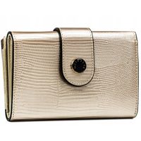 PETERSON portfel damski skórzany elegancki na zamek P177 złoty