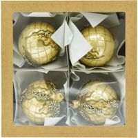 ZESTAW 4 szt.: Bombki okrągłe choinkowe: ekskluzywny złoty zestaw