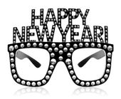 Okulary sylwestrowe Happy New Year diamenty, czarny