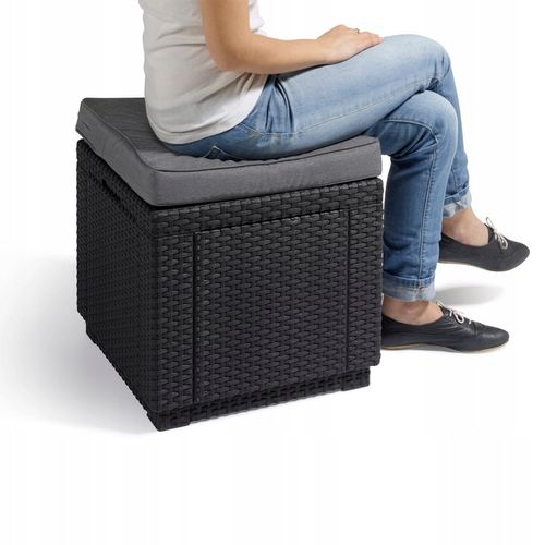 Siedzisko z poduszką Keter Cube brązowe z funkcją schowka wygodne odporne na Arena.pl