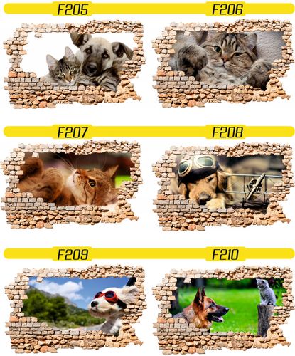 Naklejka samoprzylepna dziura 3D psy koty słodkie na Arena.pl