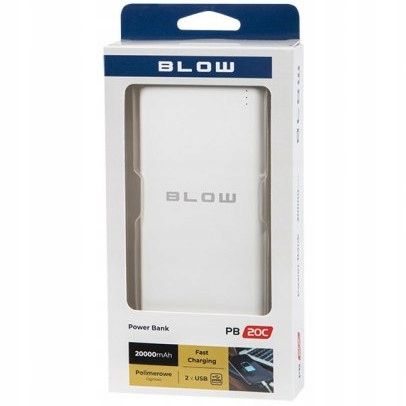 BLOW PowerBank 20000mAh 2xUSB LED BIAŁY SLIM zdjęcie 2