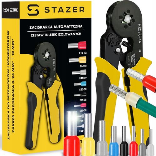 ZACISKARKA DO TULEJEK KONEKTORÓW PRZEWODÓW ZESTAW PRASKA + 1200 SZT TULEJKA na Arena.pl