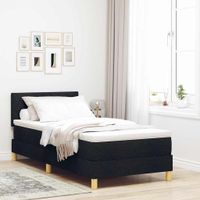 Łóżko typu box spring z materacem czarne 90x200 cm tkanina
