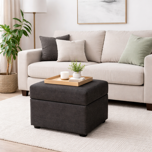 Pufa kwadratowa z pojemnikiem salon sypialnia 38x38x42 czarna OTTO na Arena.pl