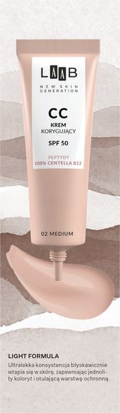 AA LAAB 100% Centella B12 Krem CC korygujący SPF50 nr 02 Medium zdjęcie 5