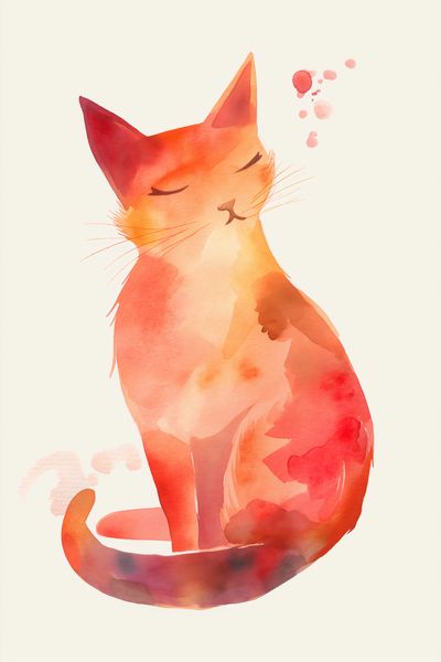 Plakat 30x45cm Akwarelowy Kot zdjęcie 1