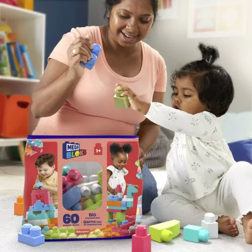 Mega Bloks First Builders. CYP67 Klocki 60 elementów w różowej torbie na Arena.pl