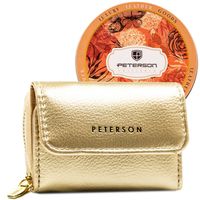 złoty damski portfel rfid z zatrzaskiem - peterson