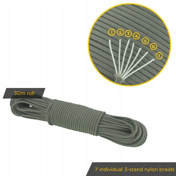 Linka EDCX 4mm Paracord 550 - (Dark Gray, 30 m) zdjęcie 2