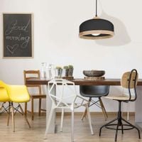 Skandynawska LAMPA wisząca STUDIO MLP8851 Milagro metalowa OPRAWA hygge ZWIS okrągły czarny drewno