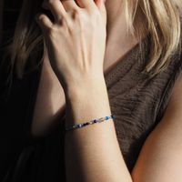 Bransoletka mix - Turmalin, Lapis Lazuli, Labradoryt, hematyt i srebro