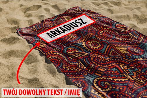 RĘCZNIK Czerwone wzory z twoim dowolnym tekstem 150x100 016J na Arena.pl