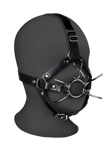 Head Harness With Spider Gag And Nose Hooks - Black na Arena.pl