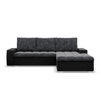 KANAPA NAROŻNIK AURORA CIEMNY SZARY CZARNY Rozkładana z Funkcją Spania