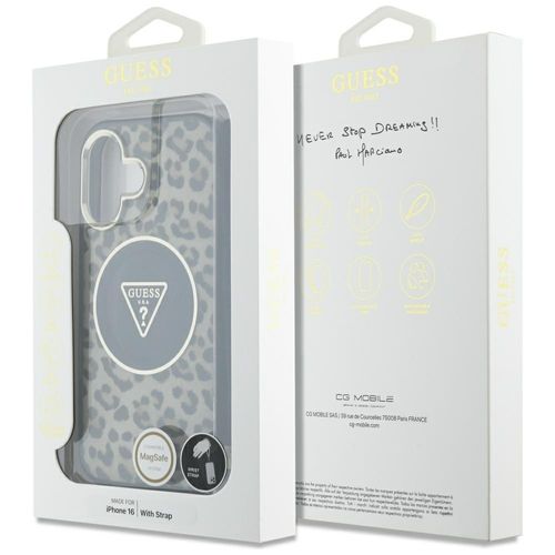 Etui Guess HC IML Leopard Triangle Cord Strap do iPhone 16 MagSafe brązowy na Arena.pl