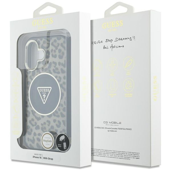 Etui Guess HC IML Leopard Triangle Cord Strap do iPhone 16 MagSafe brązowy zdjęcie 7