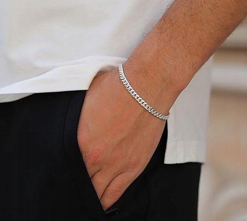 SREBRNA BRANSOLETKA PANCERKA DIAMENTOWANA MĘSKA SREBRO PRÓBA 925 ORYGINALNA na Arena.pl