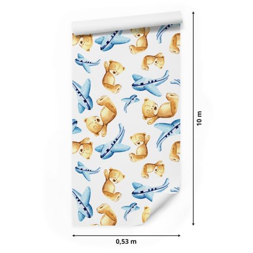 Tapeta Dla Dzieci MISIE Samoloty Malowane Akwarelą na Arena.pl