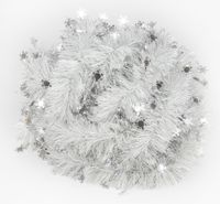 ŁAŃCUCH CHOINKOWY BIAŁY SREBRNY długi 6m girlanda świąteczna śnieżynka 10cm