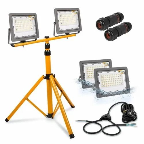 Halogen LED Statyw Stojak Budowlany Naświetlacz 2x50W /100W Przewód Mufa na Arena.pl