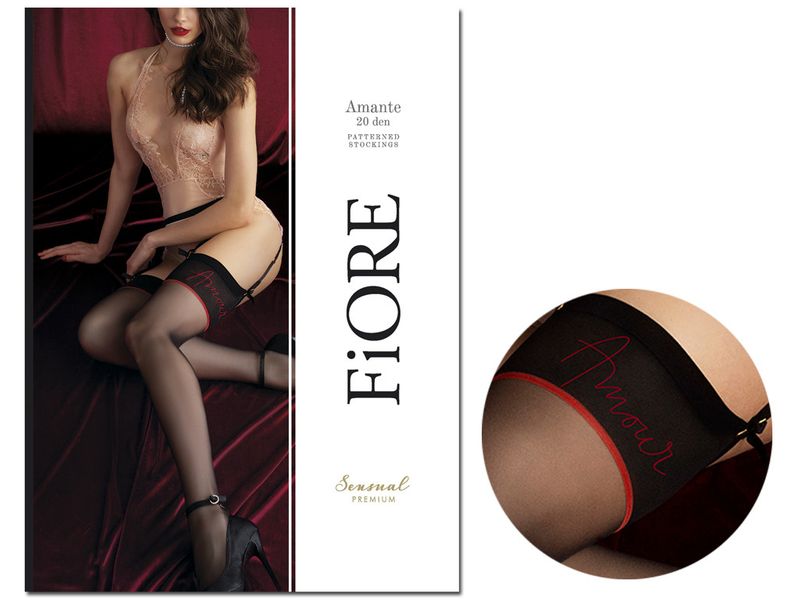 Pończochy do paska Amente 20 den Fiore Black 2 zdjęcie 1